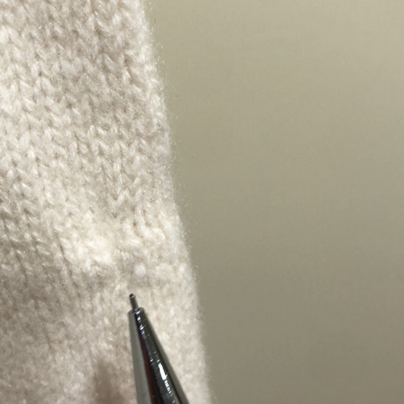 MJ Watson Cashmere Cropped Sweater Size Large Cream Funnel Neck Pullover - Picture 4 of 11